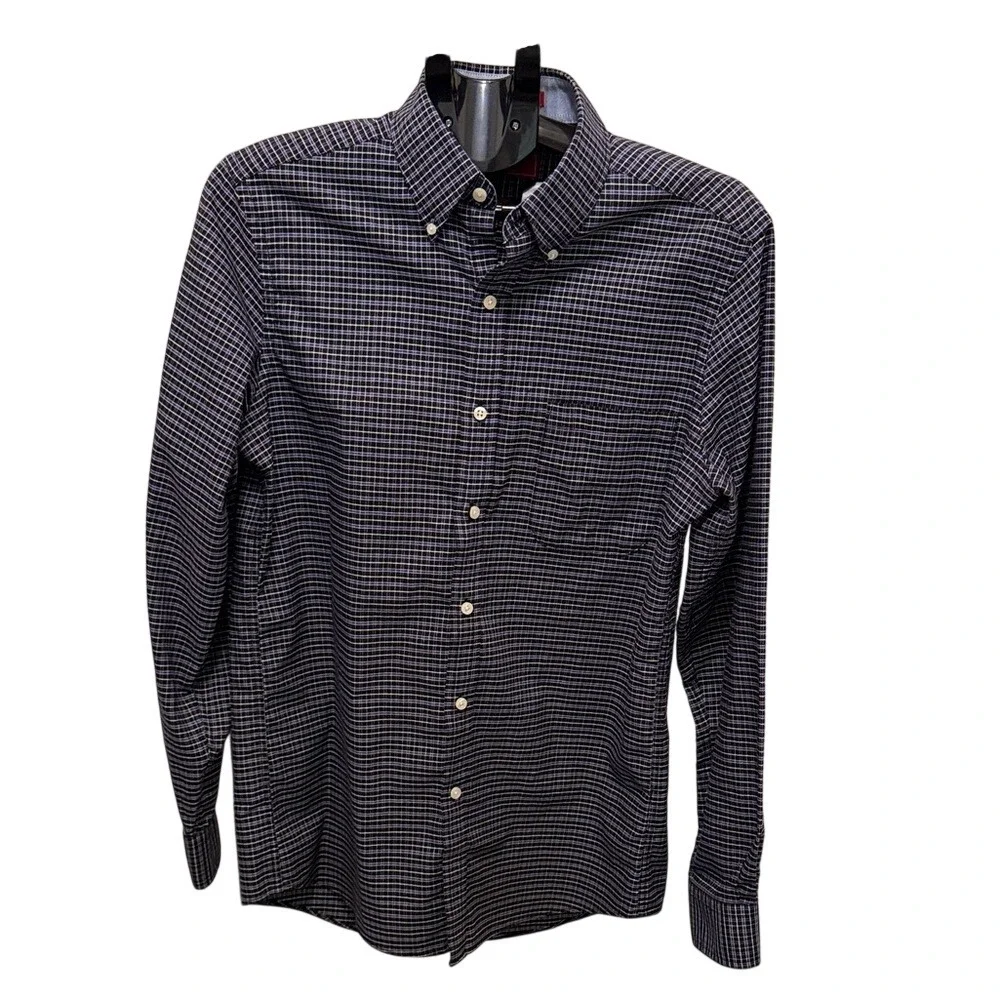 Chaps Slim‎ Fit Plaid Button Down Shirt Mens Medium Wrinkle Free Cotton Blend